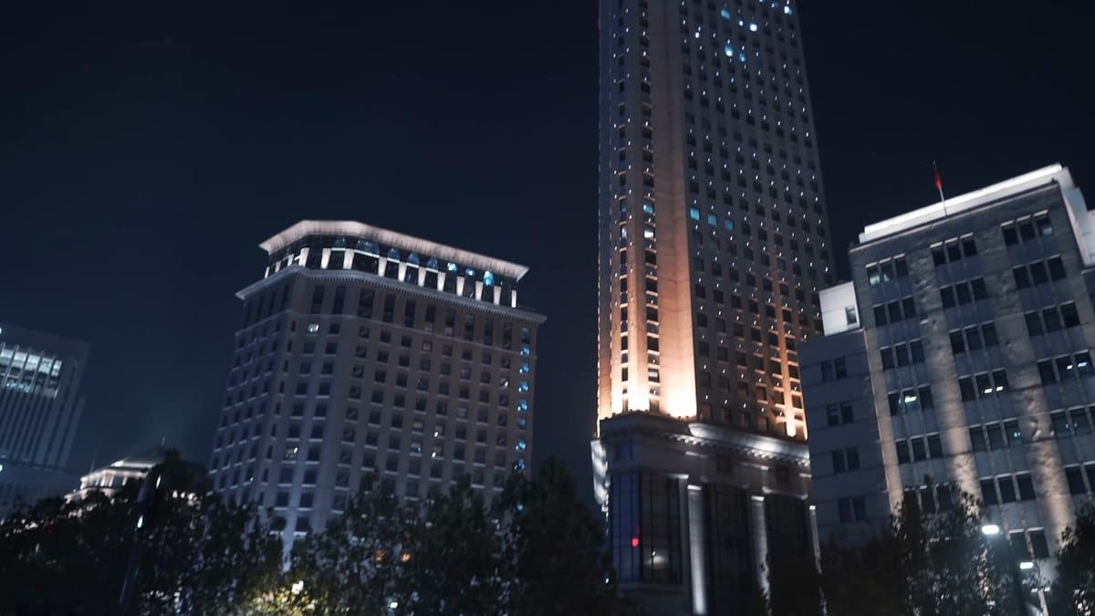 A group of modern buildings away from the