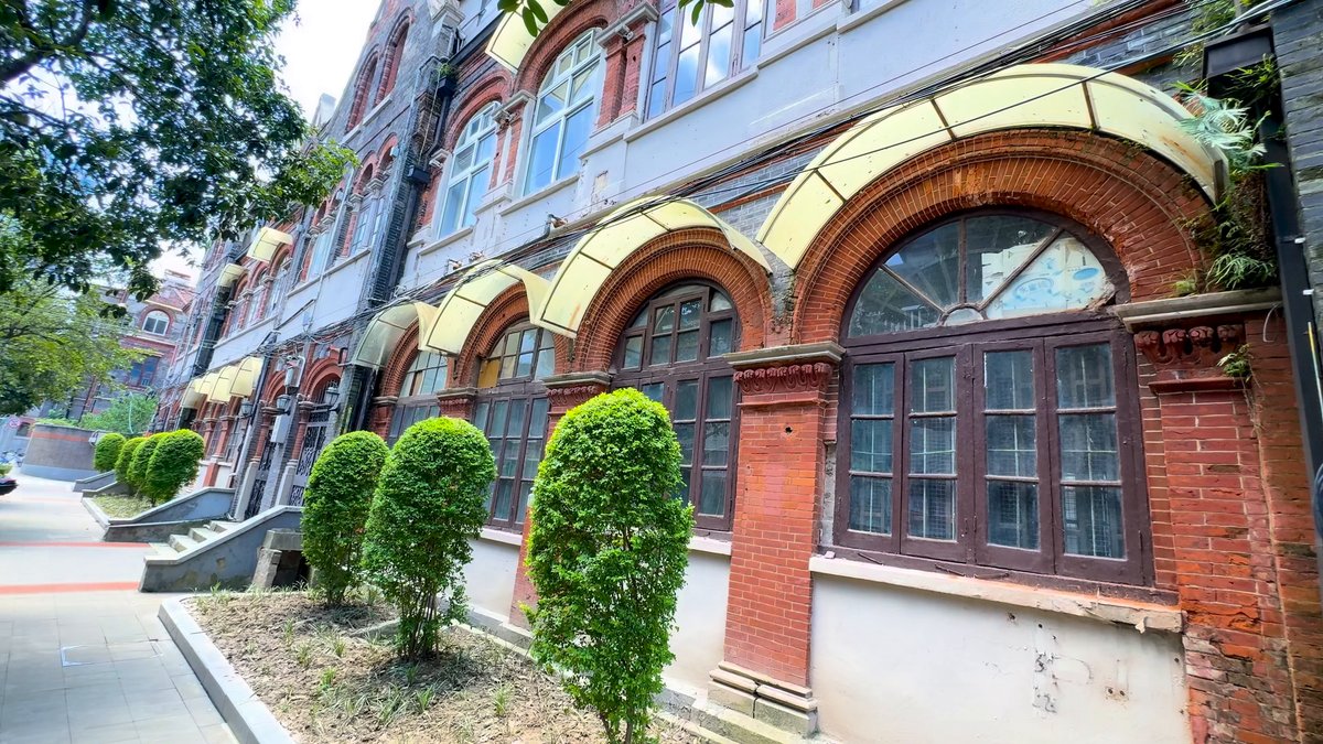 Arched windows along the street