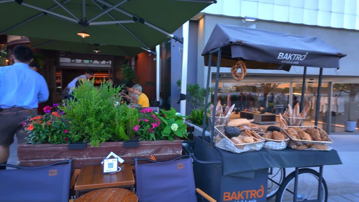 Bakery cart loaded with bread