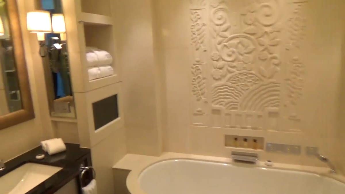 Bathroom vanity with marble telephone