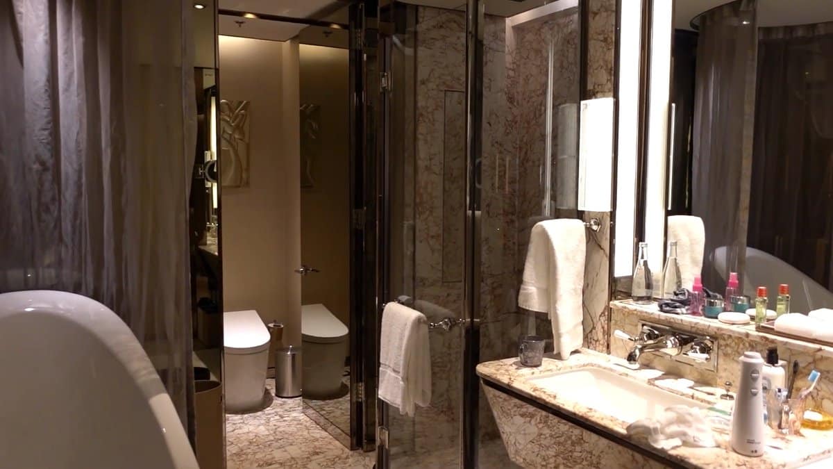 Bathroom with freestanding bathtub