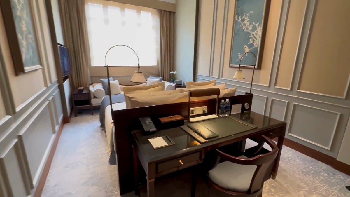 Bedroom desk beneath the window