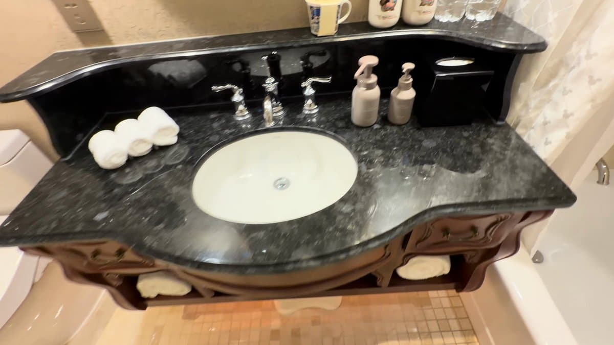 Black marble bathroom vanity