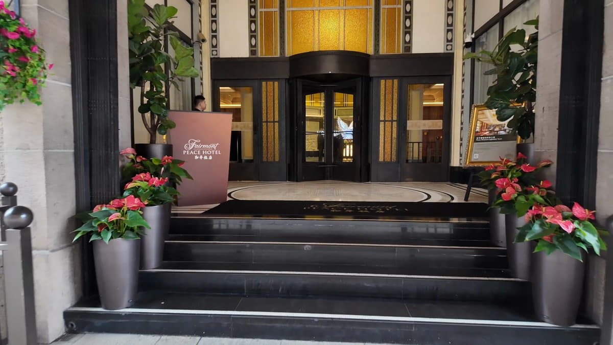 Brass revolving door entrance
