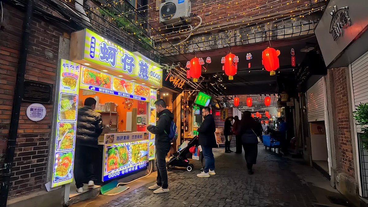 Busy food stall with menus