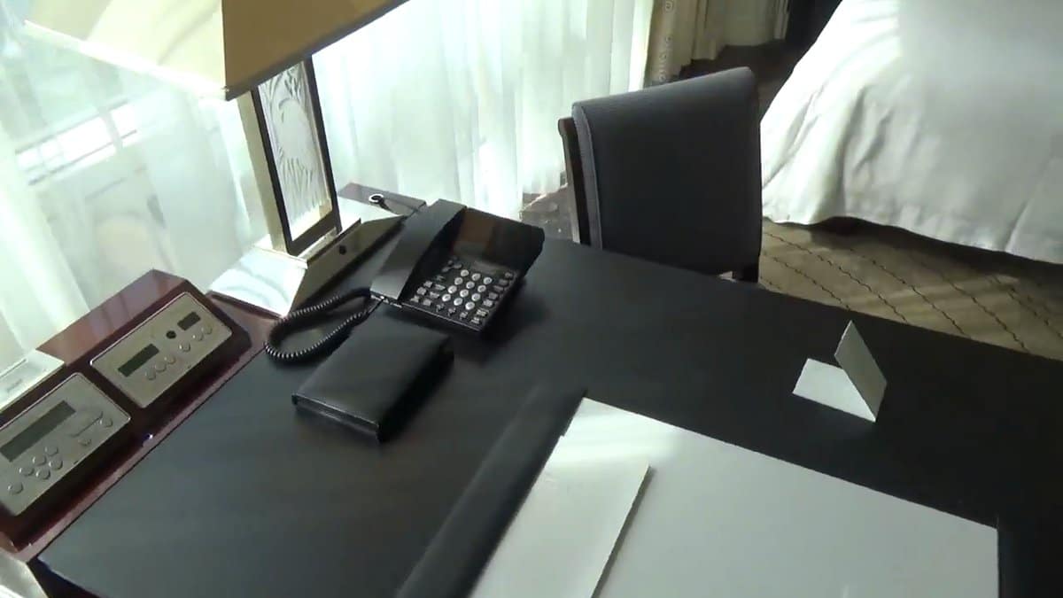 Close-up of the room telephone