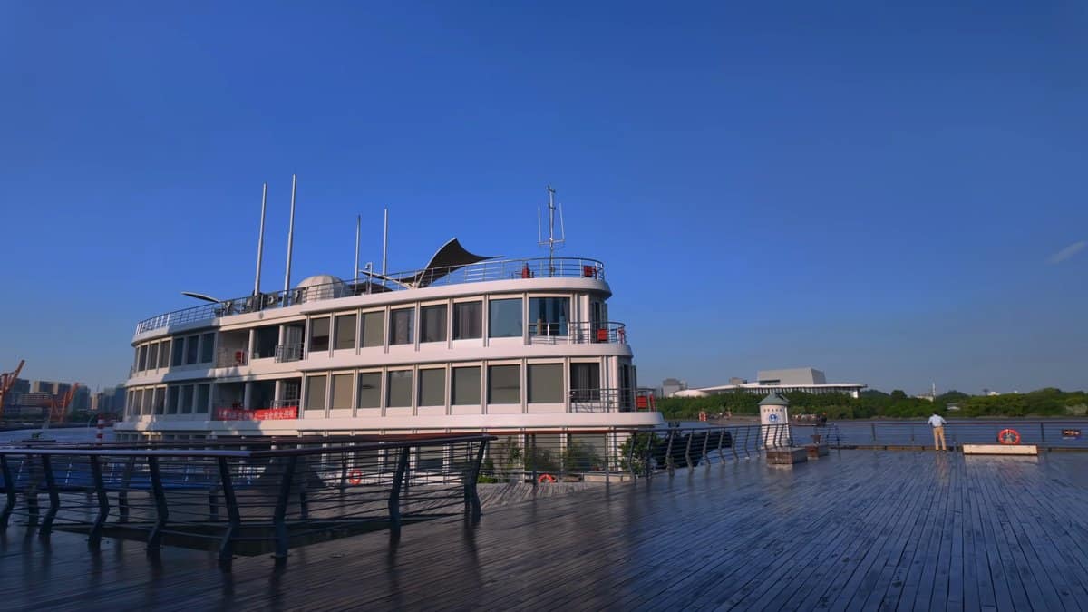Converted vessel moored at the pier