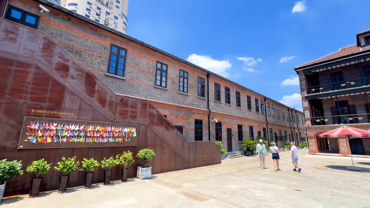 Courtyard brick wall artwork