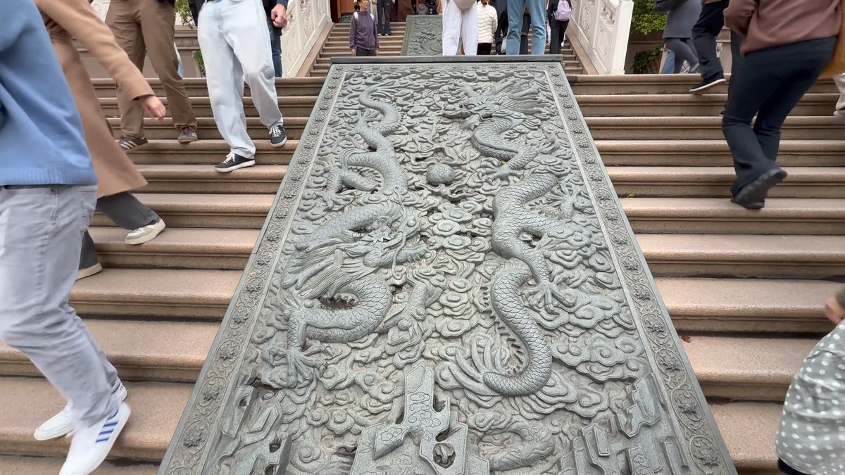 Dragon-carved stone staircase
