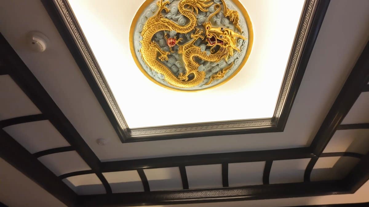 Dragon painted ceiling roundel