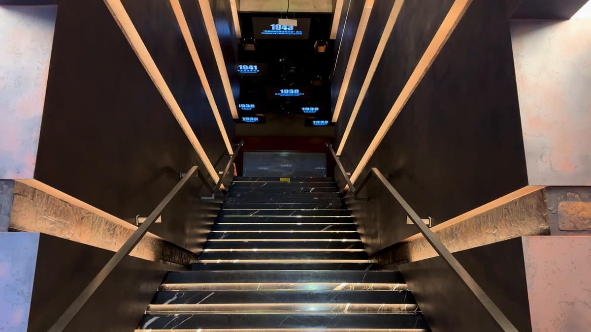 Dramatic stairwell with light strips