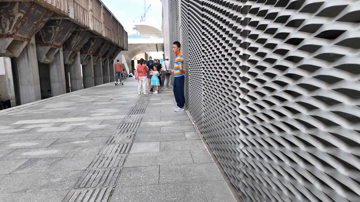 Folded metal panels catching light