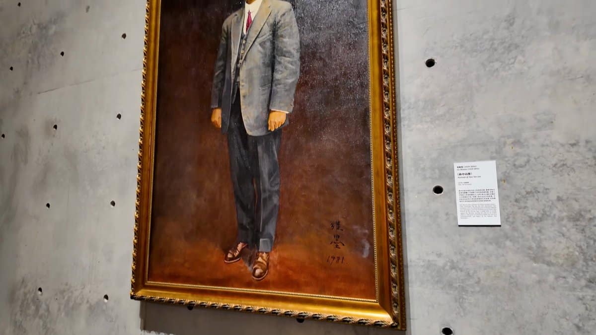 Full-length portrait in pale grey