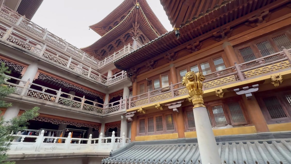 Galleries rising around courtyard