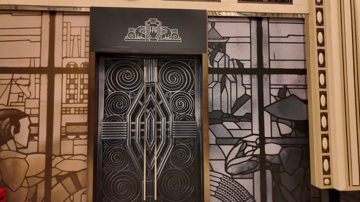 Geometric Art Deco metal doorway