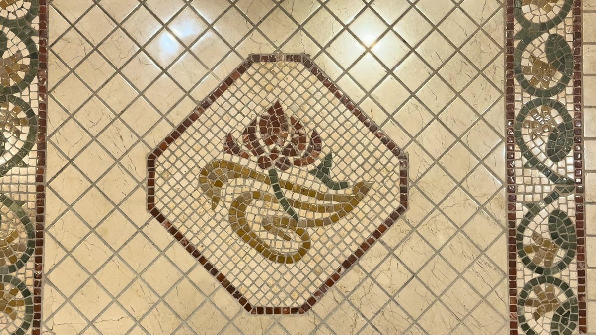 Gilded mosaic bathroom floor