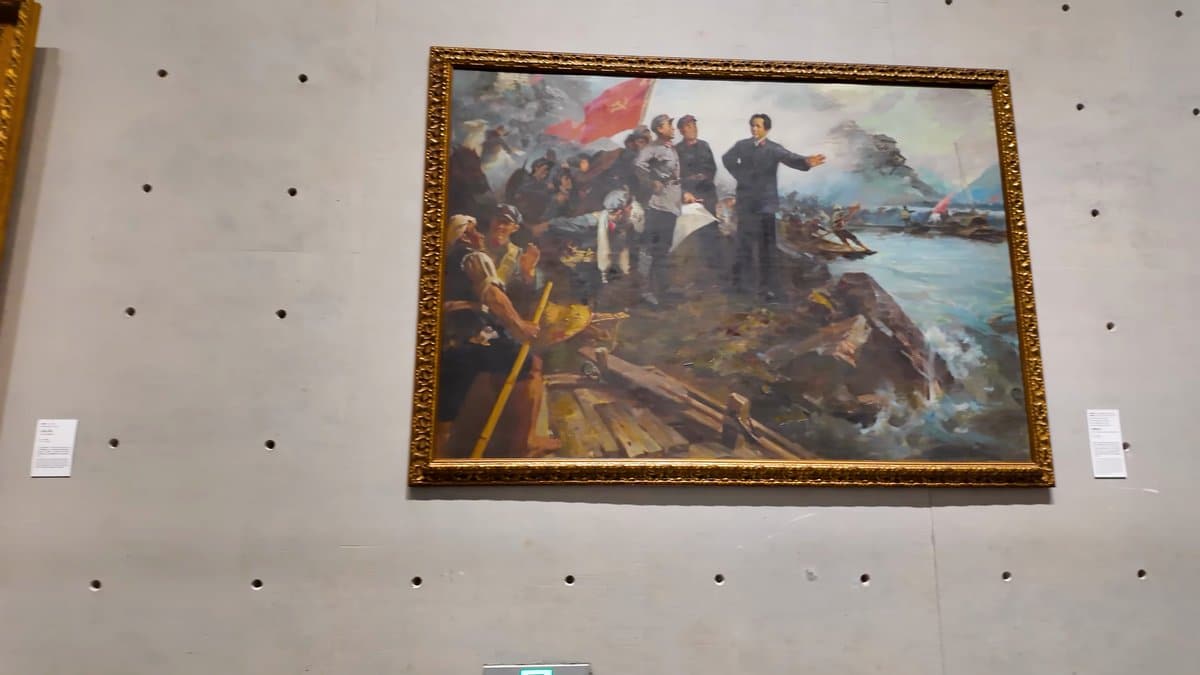 Gilt-framed historical crowd painting