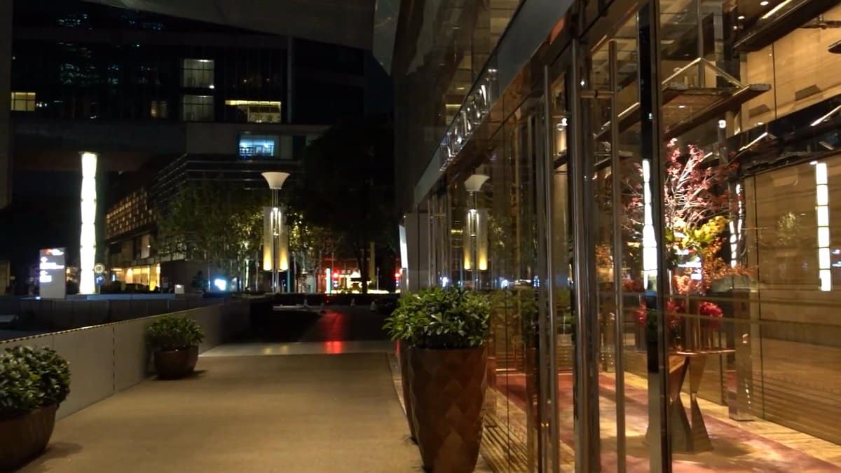 Glazed arcade at street level