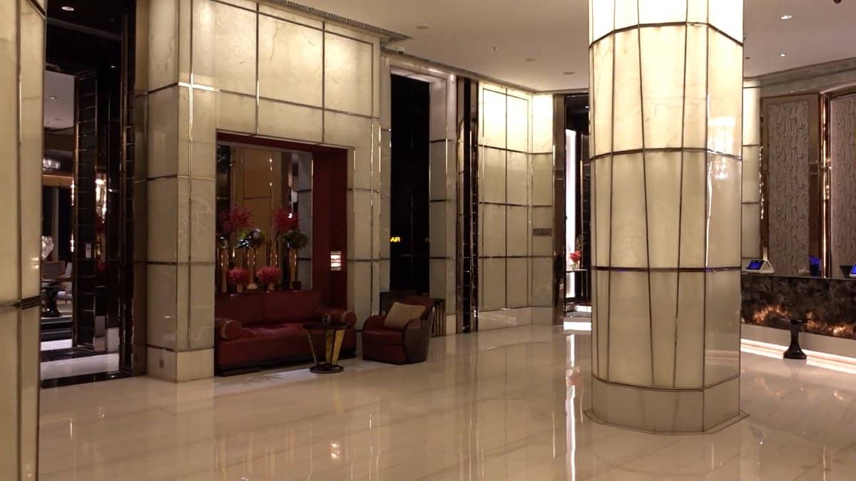 Grand lobby with backlit columns