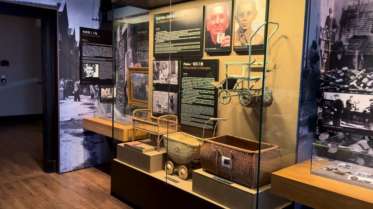 Handcart exhibit and photo panels