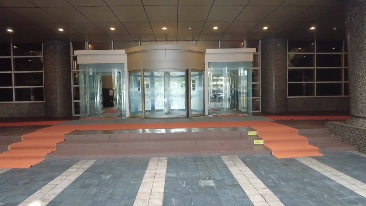 Hidden entrance in a residential block