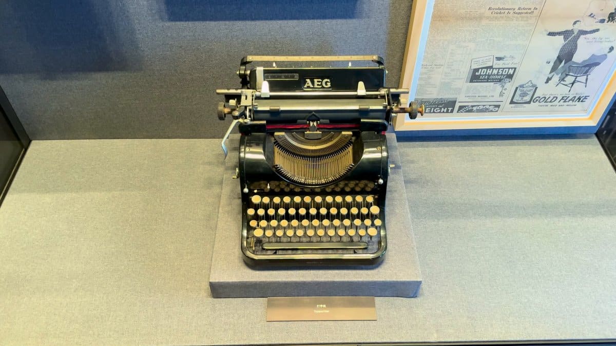 Historic AEG typewriter exhibit
