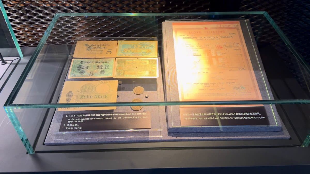 Illuminated documents in glass case