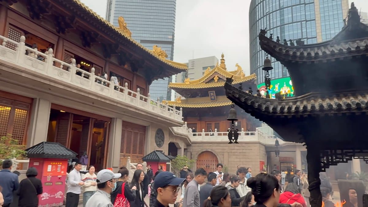 Incense tower with rising smoke