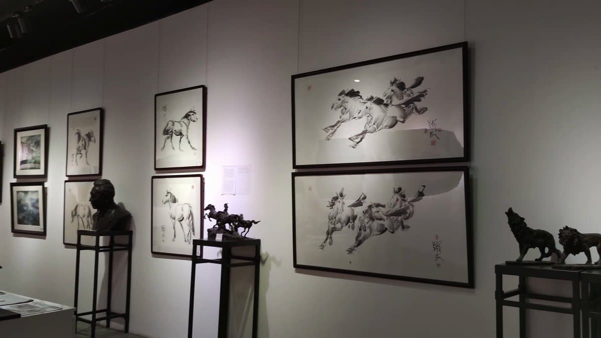 Ink paintings of galloping horses