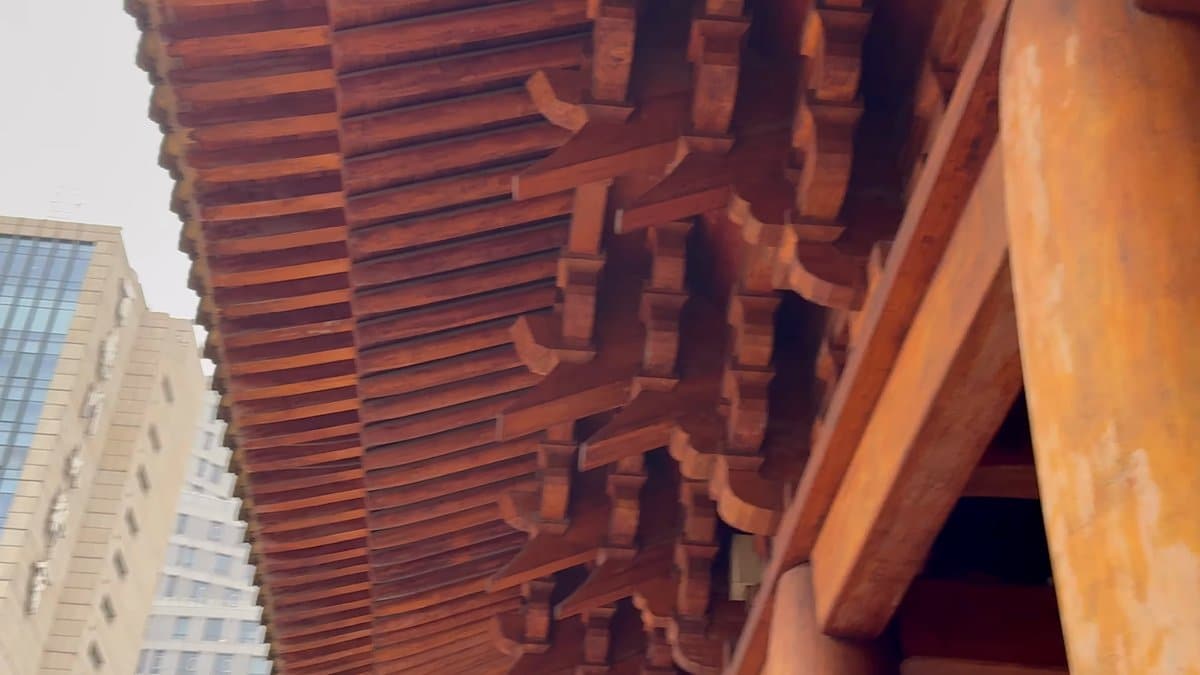 Intricate timber roof brackets