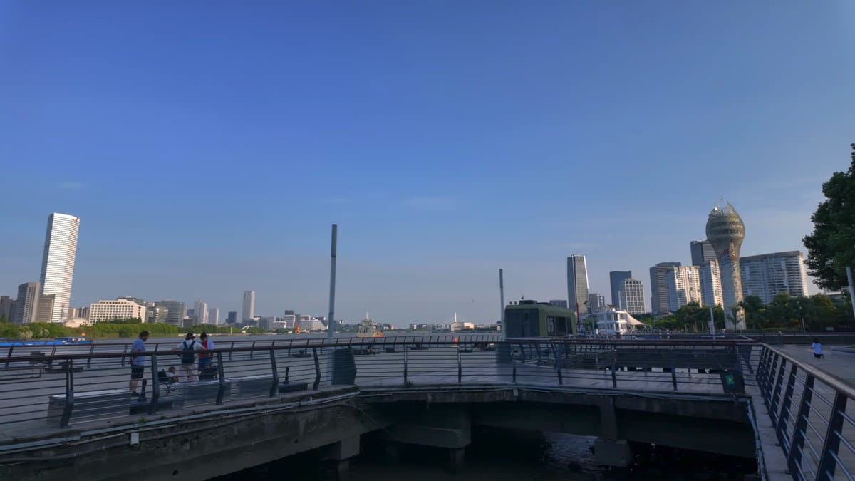 Jetty reaching toward the far skyline