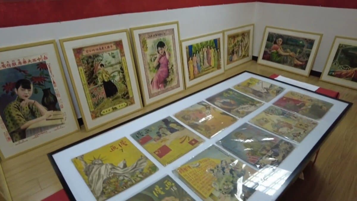 Lady posters and glass display case