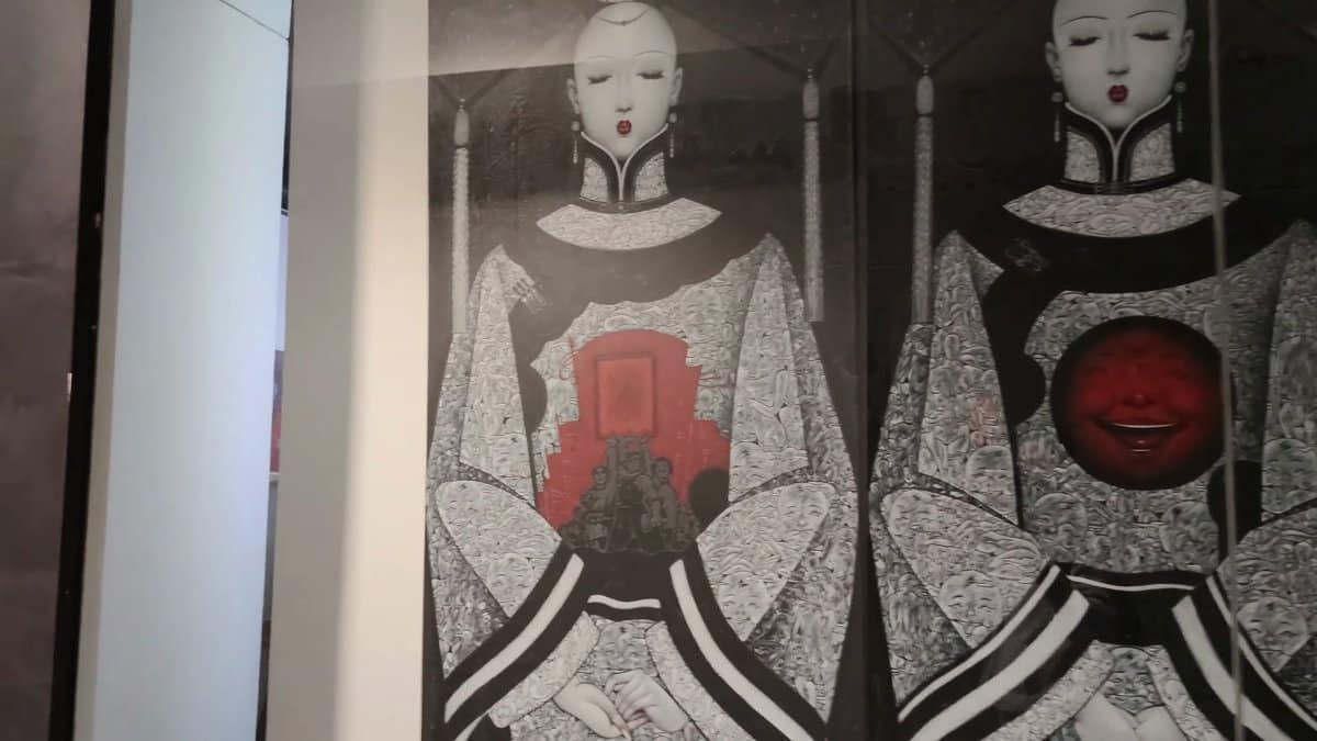 Large black-and-white figure painting