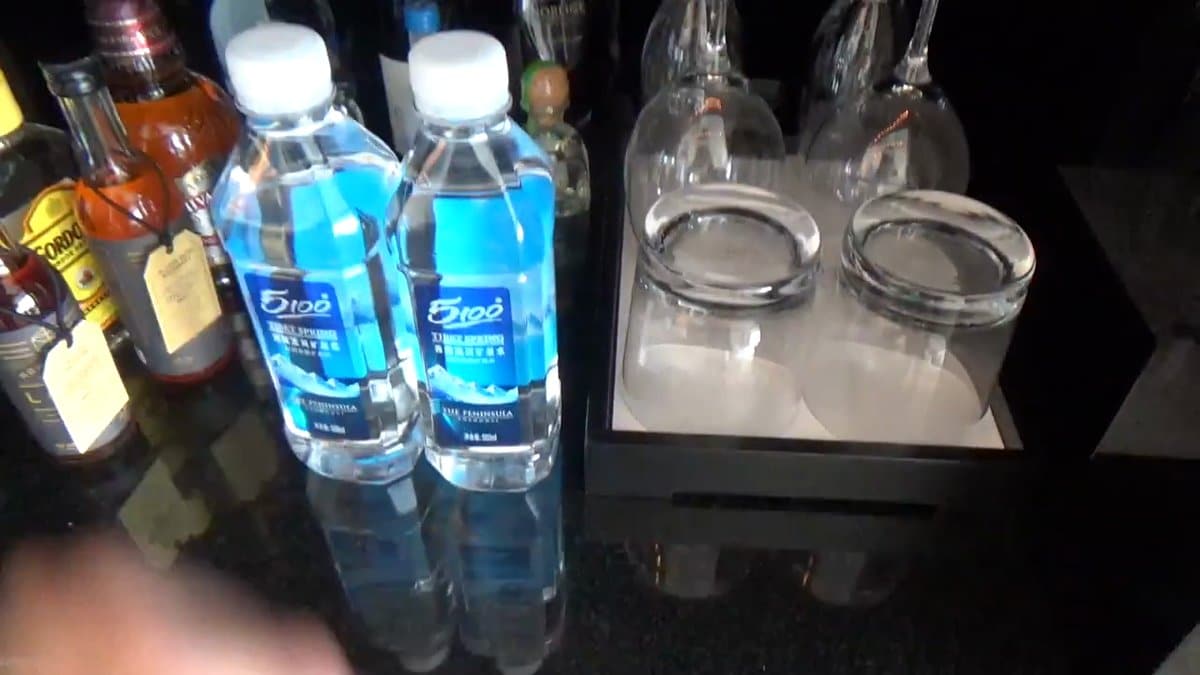 Minibar spirit miniatures on display