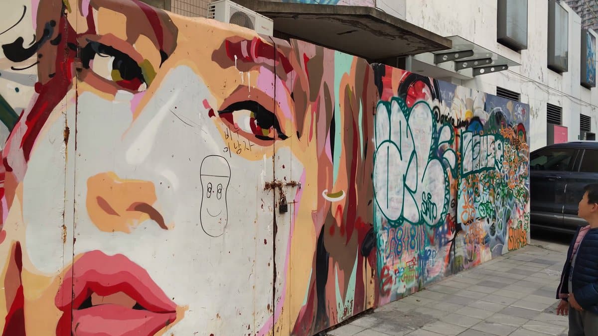 Mural of a woman's face