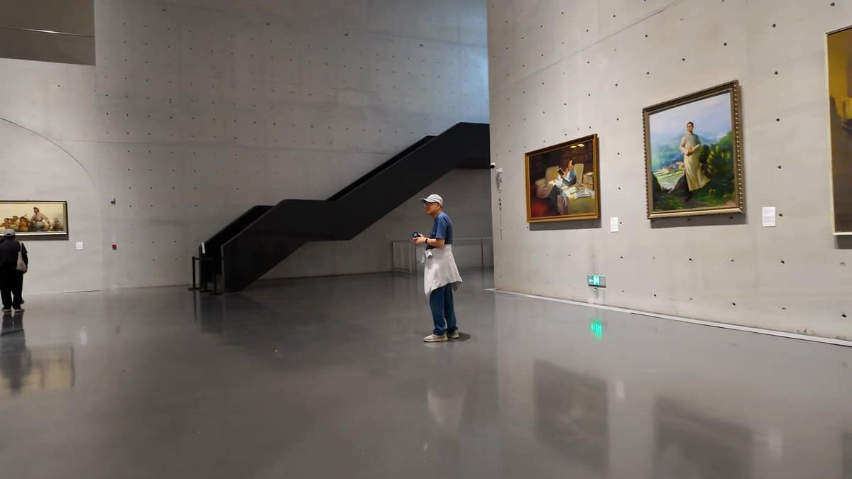 Oil paintings on board-marked concrete