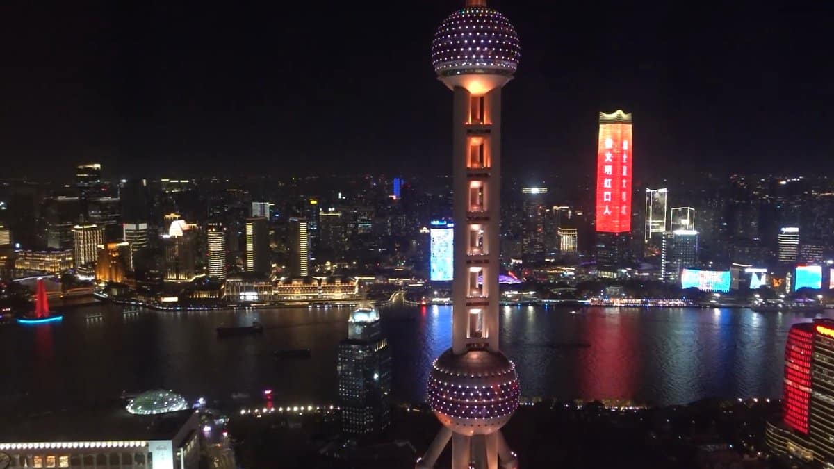 Oriental Pearl in orange and red