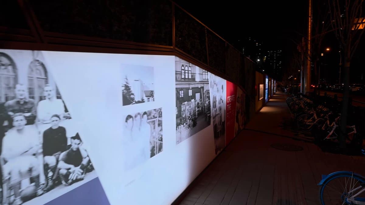 Outdoor black-and-white photo exhibition
