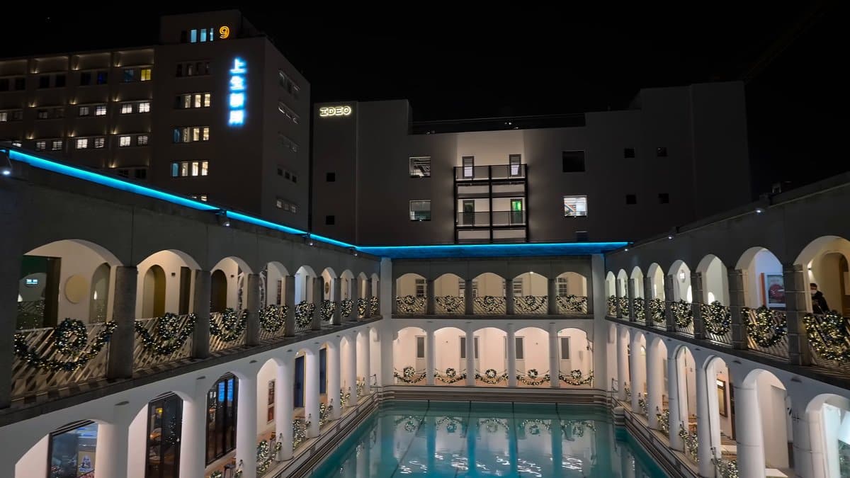 Pool courtyard from the rooftop