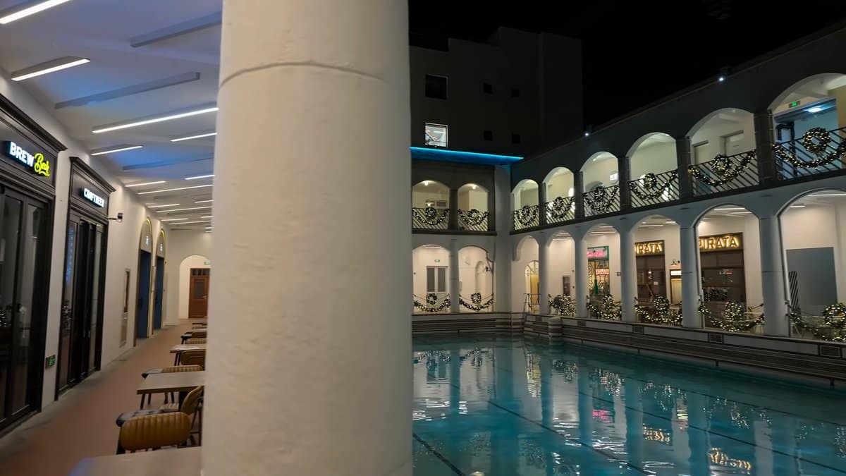 Pool seen from the colonnade