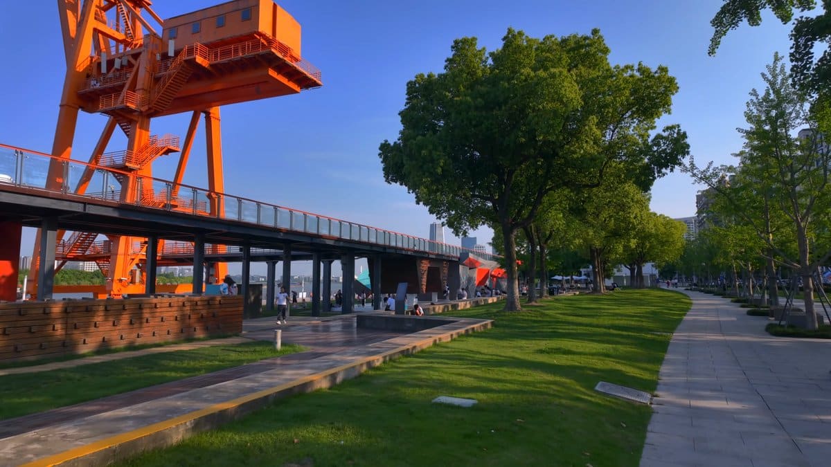 Preserved orange gantry crane