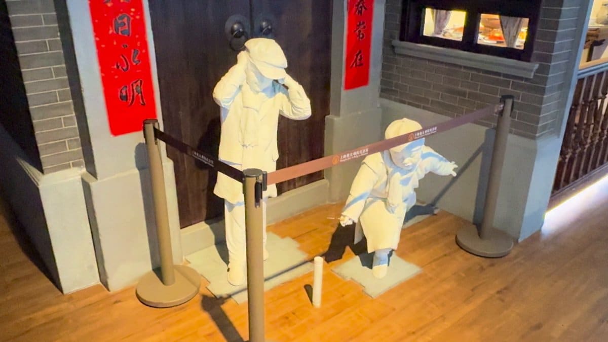 Recreated shopfront with sculptures
