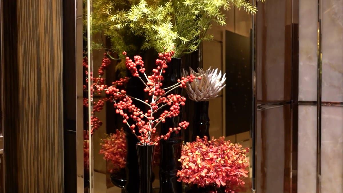 Red berry branches floral display