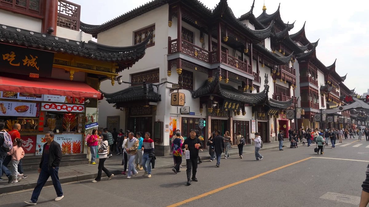 Snack hall with red awnings