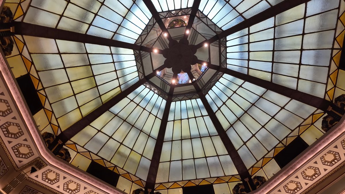 Stained-glass Art Deco lobby dome