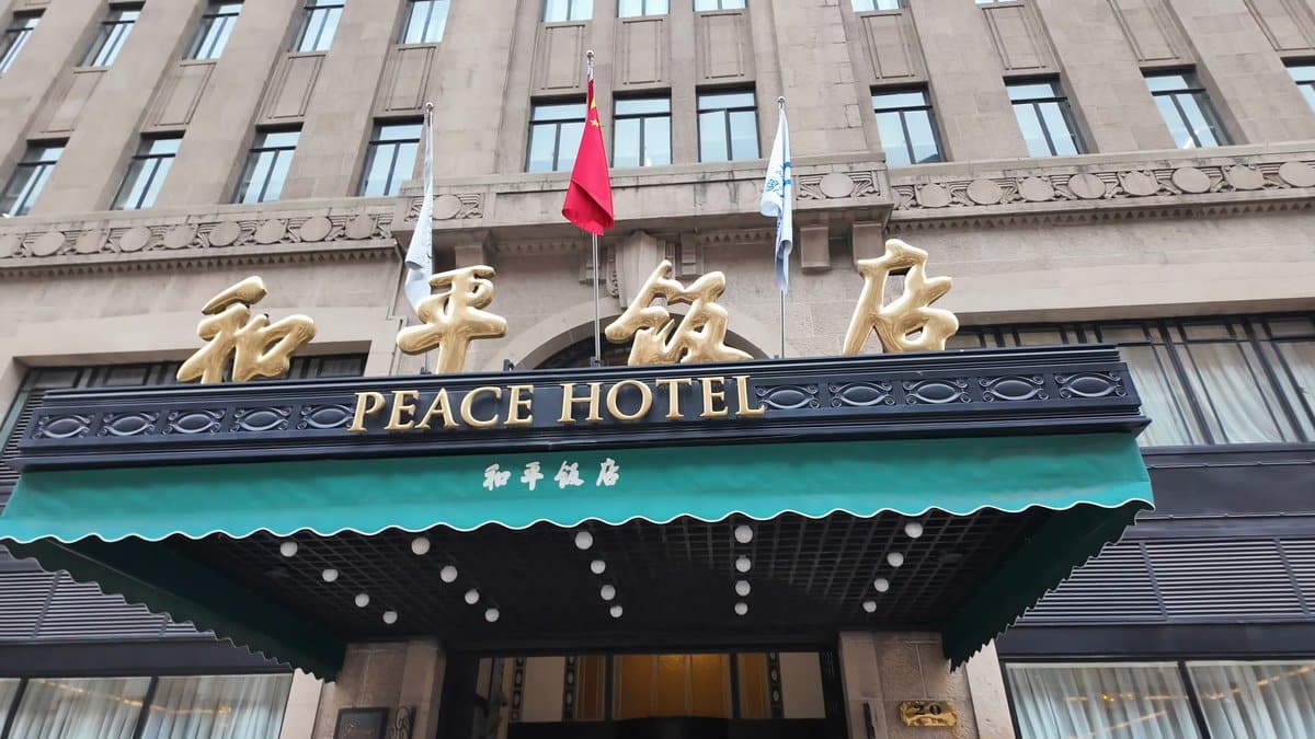 Teal awning hotel street entrance