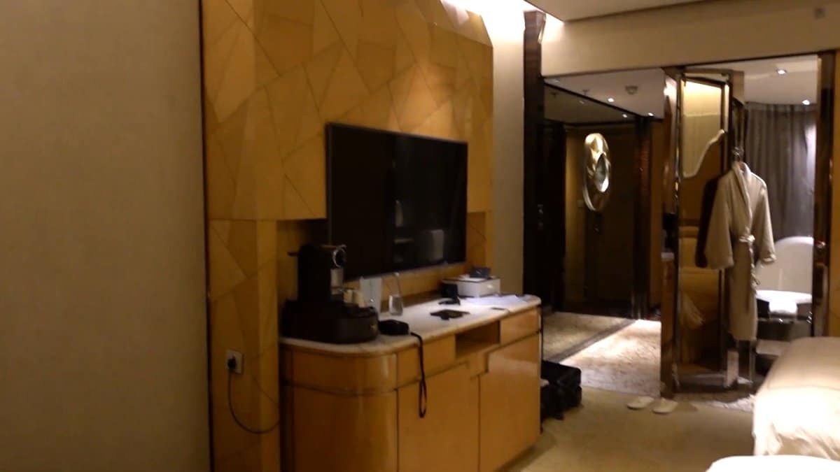 Television cabinet and coffee machine