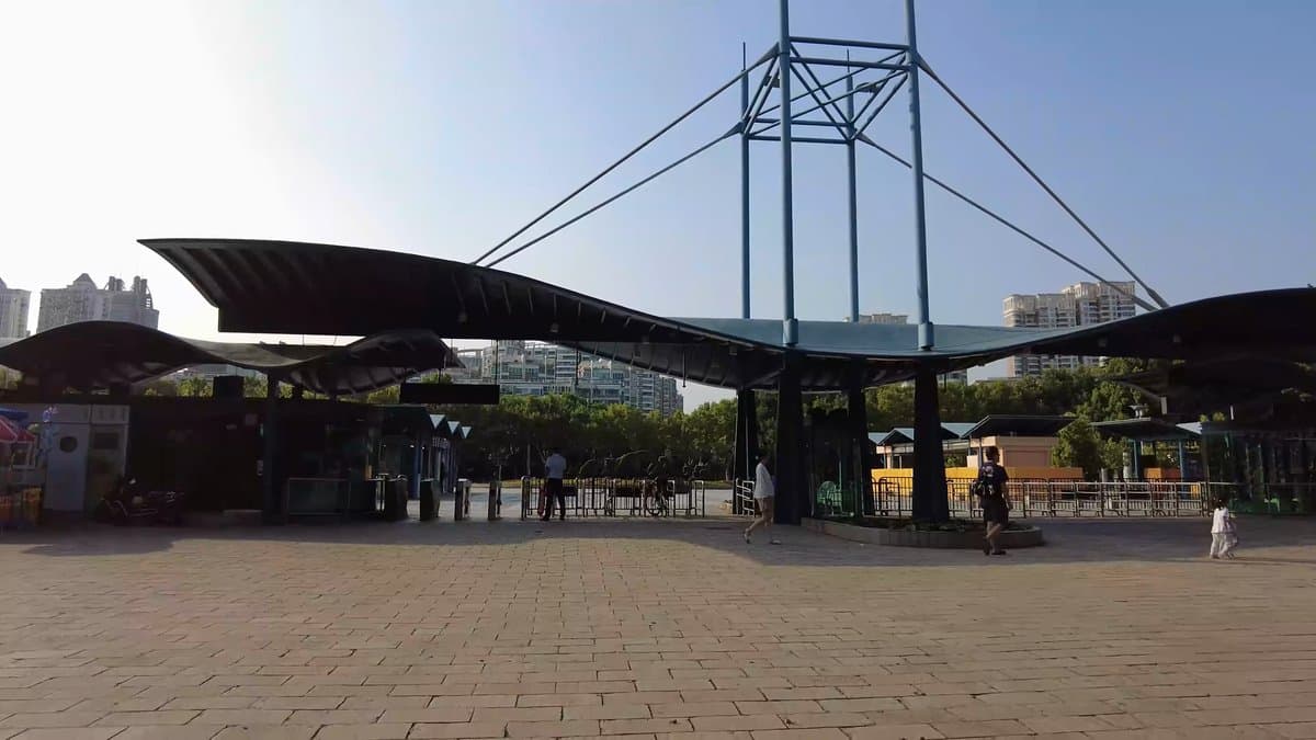 Tensile canopy at the park exit