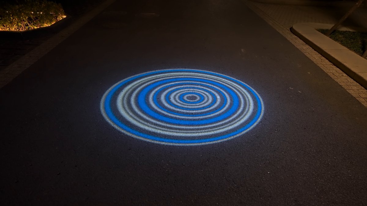 The blue spiral projection close up on the