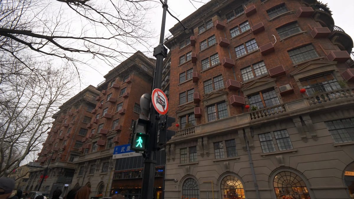 The brick block seen from the crossing —
